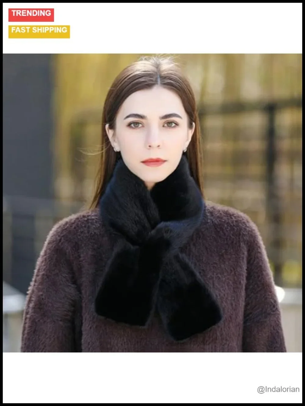 Faux Fur Loophole Scarf, Neck Shrug for Coat Dress, Winter Accessory